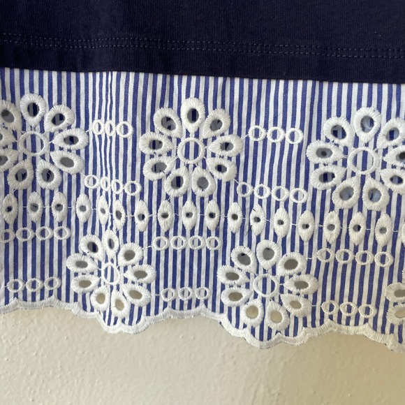 Boden Size 12 Navy Blue Broderie Eyelet Overlay Shirt size 12 - Picture 4 of 9